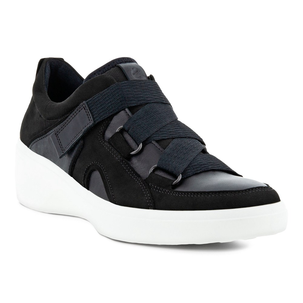 Womens Sneakers - ECCO Soft 7 Wedge - Black - 8503HNAUB